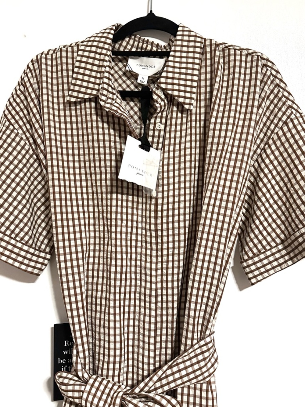 Pomander Place NEW Brown Gingham Seersucker Zacara Maxi Dress Size Medium - Picture 6 of 8
